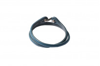 Flat Head Leather & Silver Bracelet - Indigo Double Wrap - Image 1