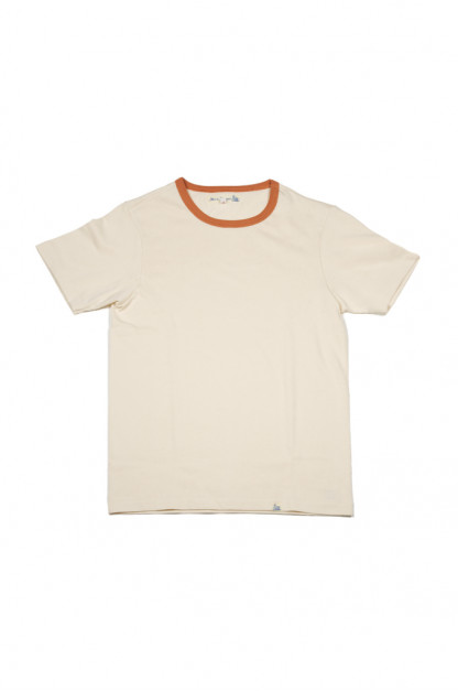 Merz B. Schwanen 2-Thread Heavy Weight T-Shirt - Natural/Rust Stripe T-Shirt