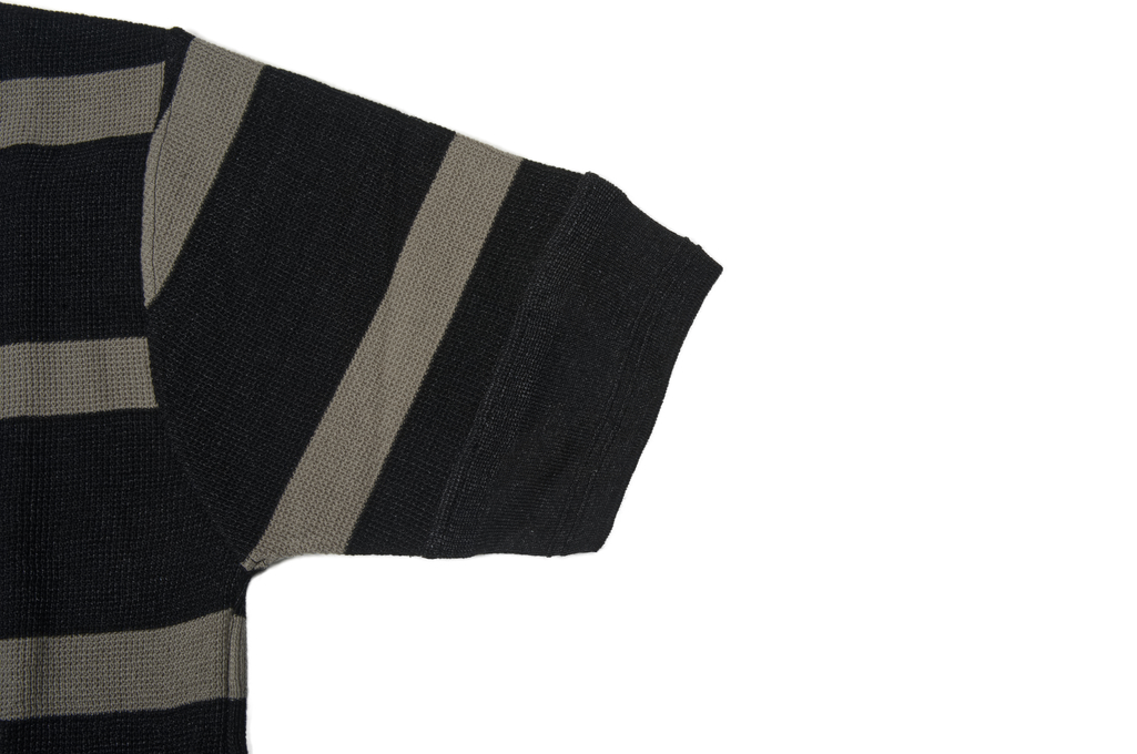 Stevenson Indigo-Dyed Henley - Short Sleeve Striped Black