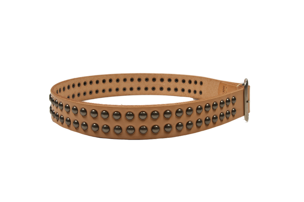 Sugar Cane Cowhide Leather Belt - Tan Studded - Image 1