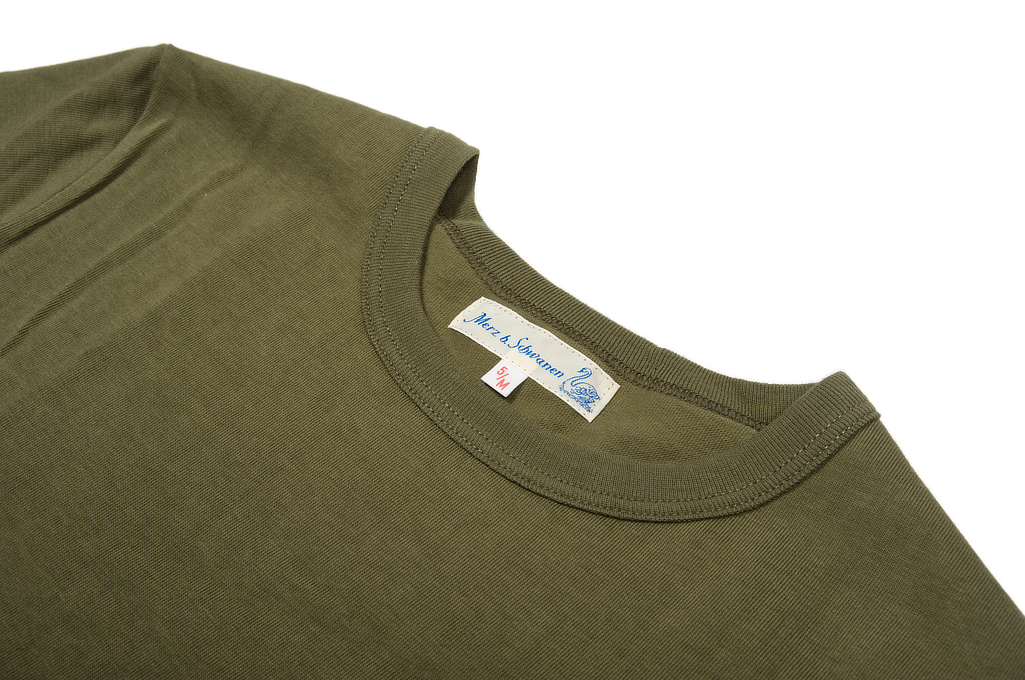 Merz B. Schwanen 2-Thread Heavy Weight T-Shirt - Army Green Pocket - 215P.40 - Image 6
