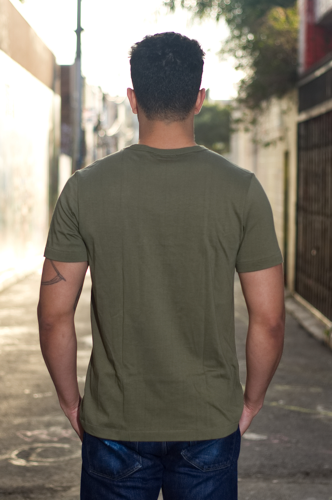 Merz B. Schwanen 2-Thread Heavy Weight T-Shirt - Army Green Pocket - 215P.40 - Image 1