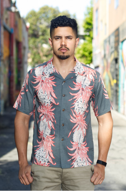 Sun Surf Pineapple Chain Linen Blend Shirt