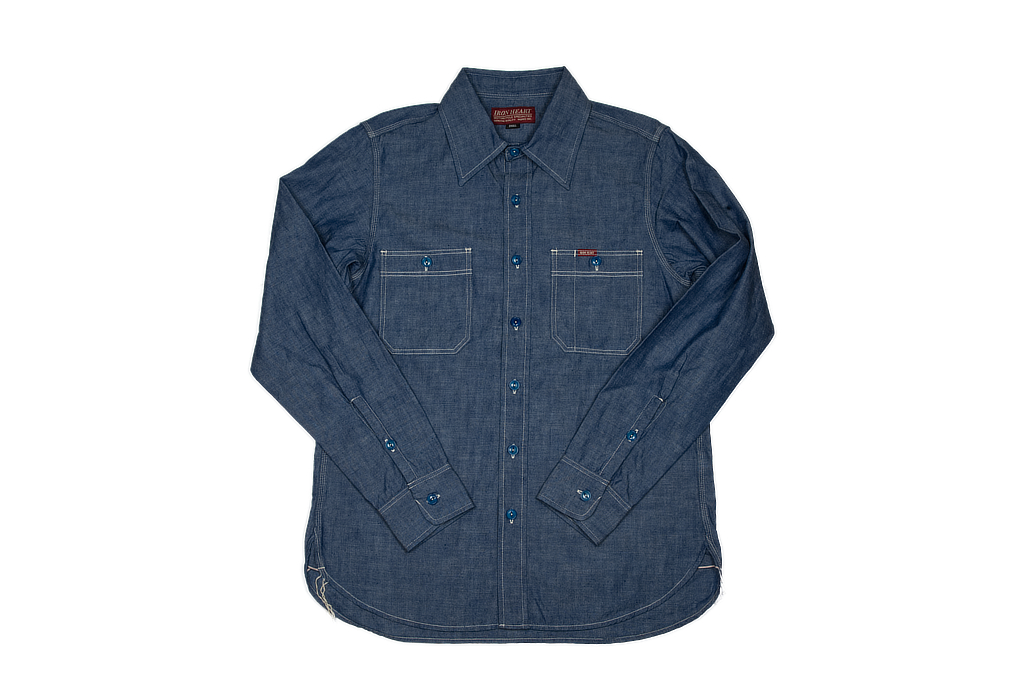Iron Heart Chambray Shirt - 6oz Natural Indigo / Organic Cotton Workshirt - Image 2