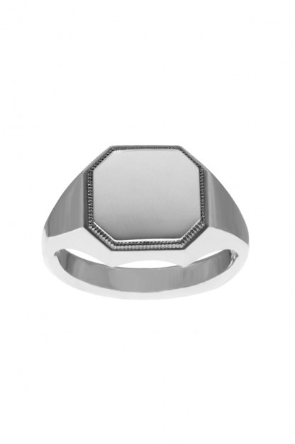 Neff Goldsmith Signet Ring - Silver w/ Plate &amp; Milgrain