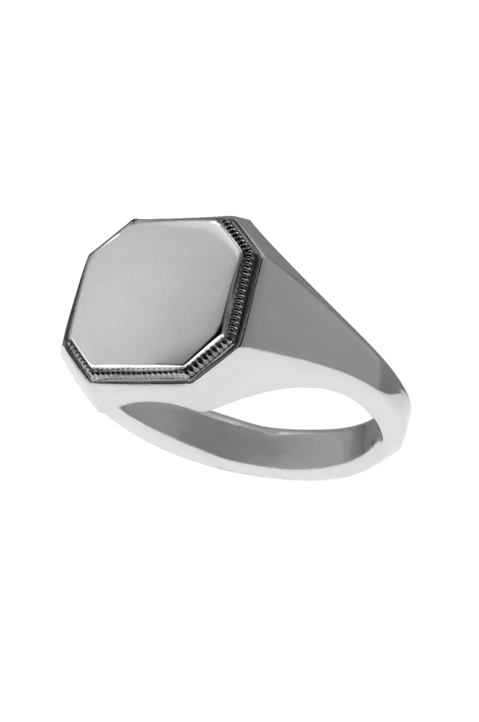 Neff Goldsmith Signet Ring - Silver w/ Plate & Milgrain - Image 1
