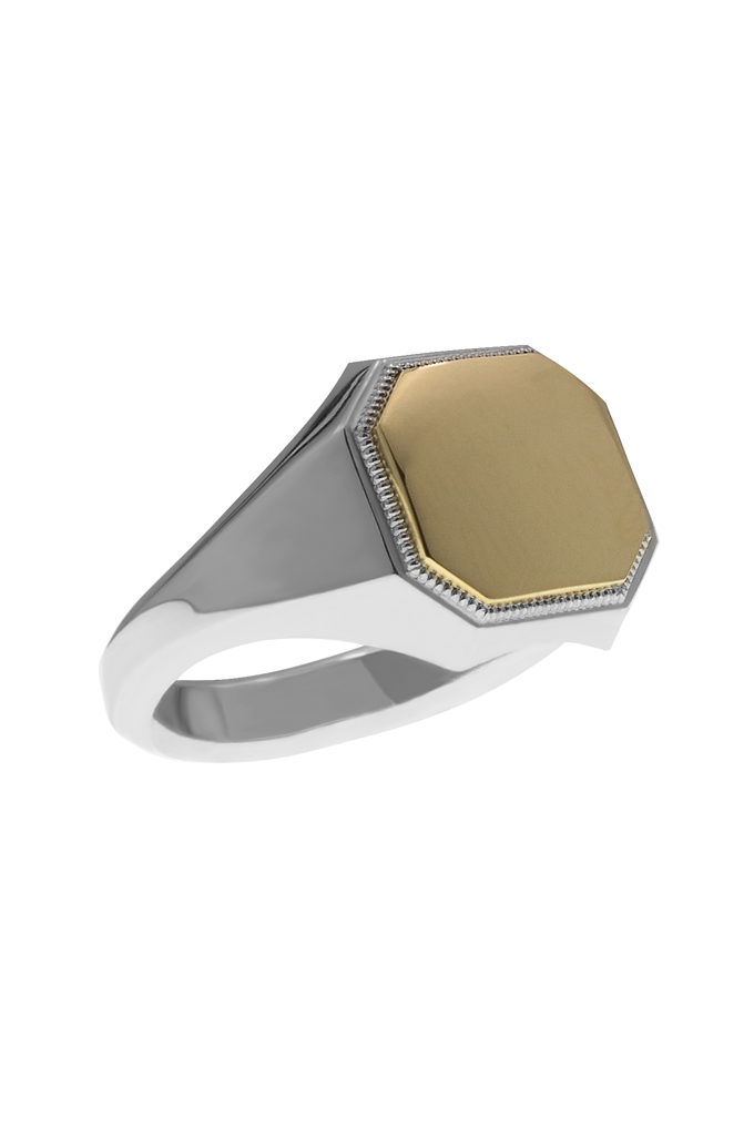 Neff Goldsmith Signet Ring - Sterling Silver & 18k Gold - Image 2