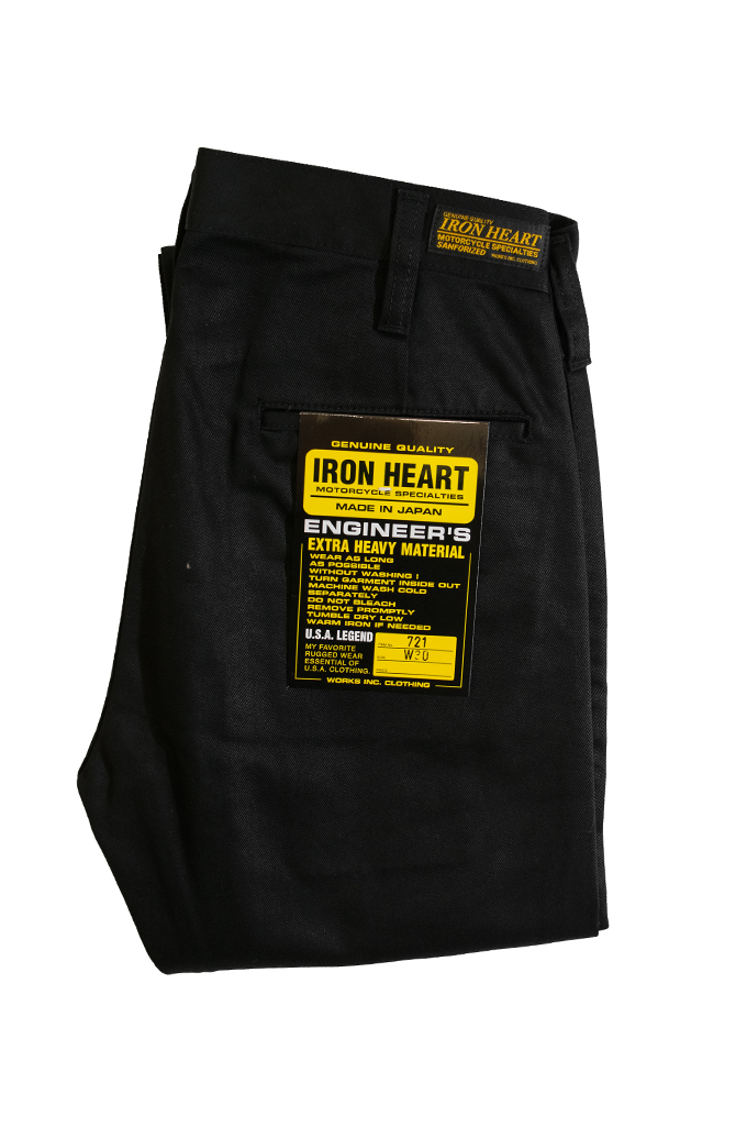 Iron Heart Selvedge Chinos IH-721 - Slim Cut Black - Image 3