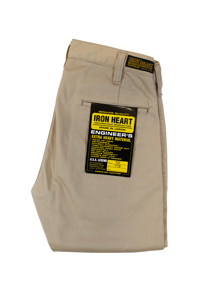 Iron Heart Selvedge Chinos IH-721 - Slim Cut Khaki