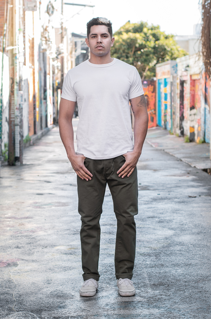 Pure Blue Japan Selvedge Twill Chinos - Olive