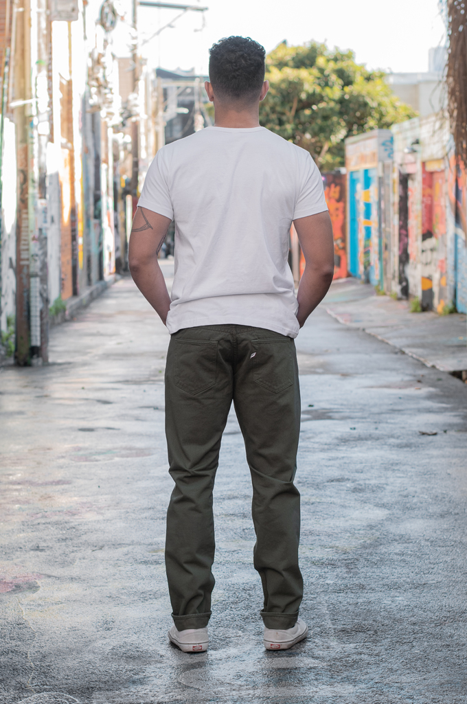 Pure Blue Japan Selvedge Twill Chinos - Olive - Image 2