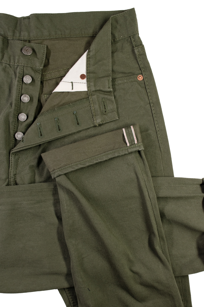 Pure Blue Japan Selvedge Twill Chinos - Olive - Image 6