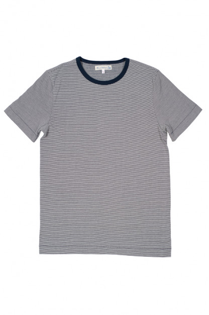 Merz B. Schwanen 2-Thread Heavy Weight T-Shirt - Fine Blue Stripe