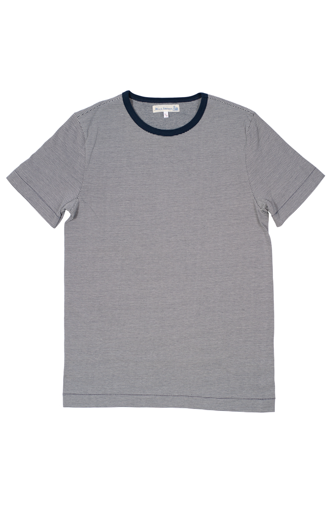 Merz B. Schwanen 2-Thread Heavy Weight T-Shirt - Fine Blue Stripe - Image 0