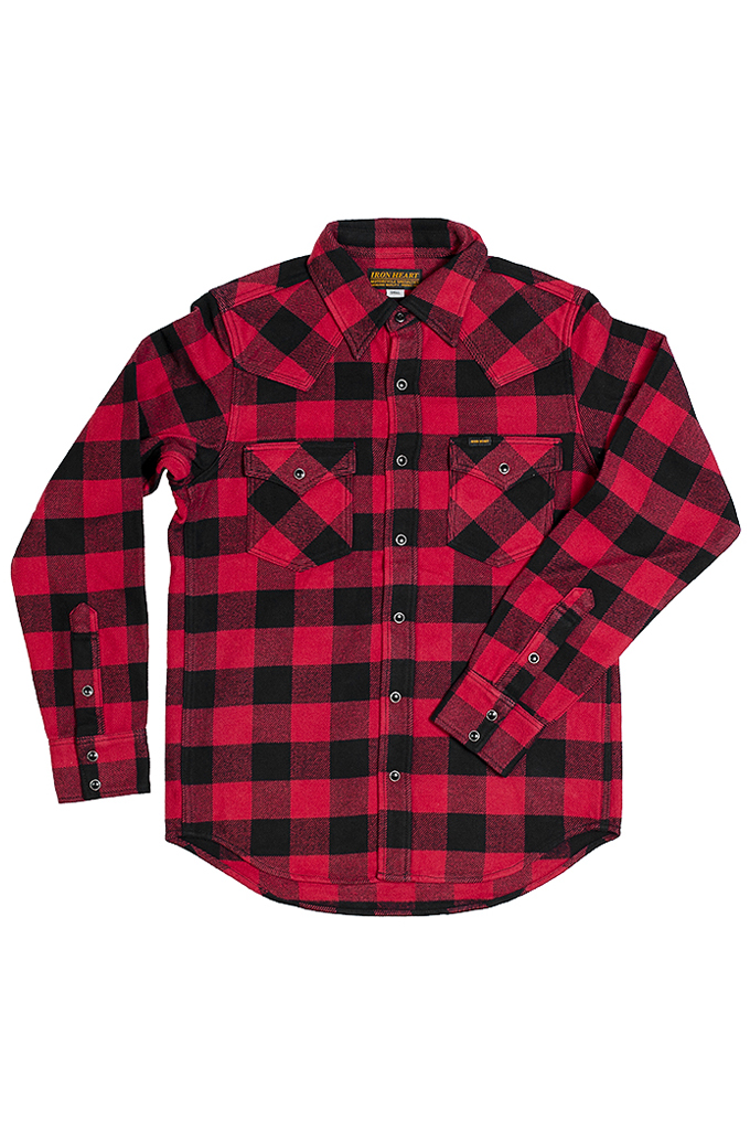 Iron Heart Ultra-Heavy Flannel - Snap Buttoned Red/Black - Image 5