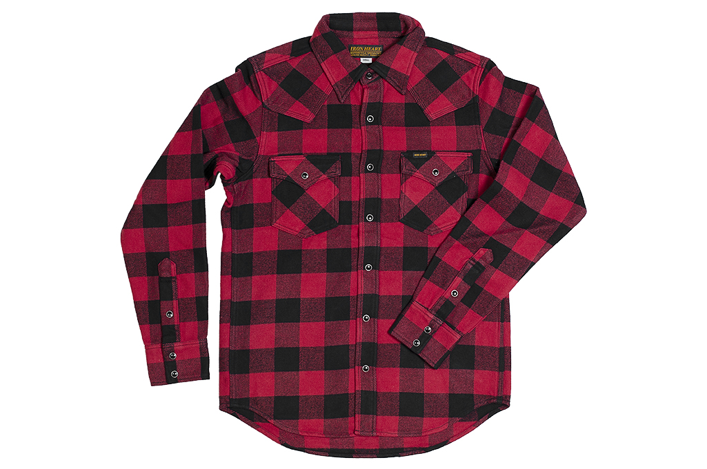 Iron Heart Ultra-Heavy Flannel - Snap Buttoned Red/Black - Image 6