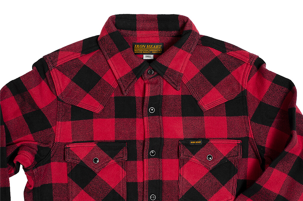 Iron Heart Ultra-Heavy Flannel - Snap Buttoned Red/Black - Image 14
