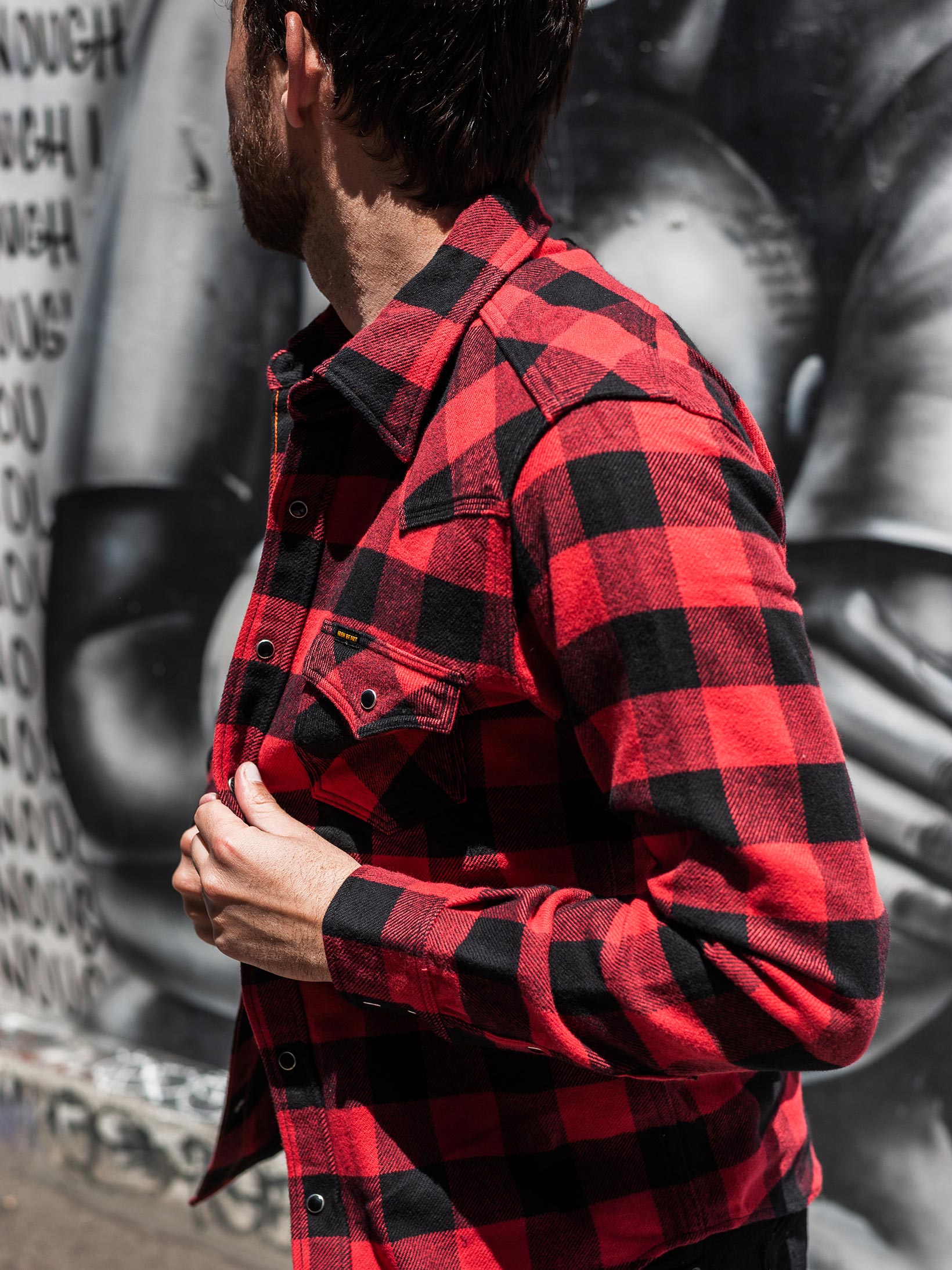 Iron Heart Ultra-Heavy Flannel - Snap Buttoned Red/Black - Image 20