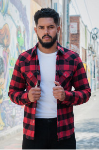 Iron Heart Ultra-Heavy Flannel - Snap Buttoned Red/Black - Image 4