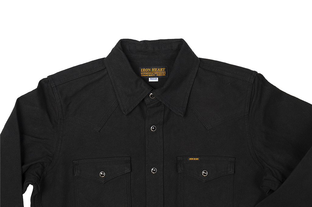 Iron Heart 13oz Military Serge Snap Shirt - Black