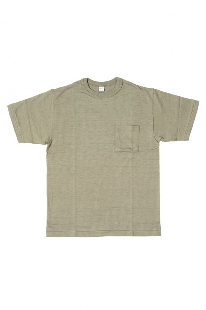 Warehouse Slub Cotton T-Shirt - Olive w/ Pocket
