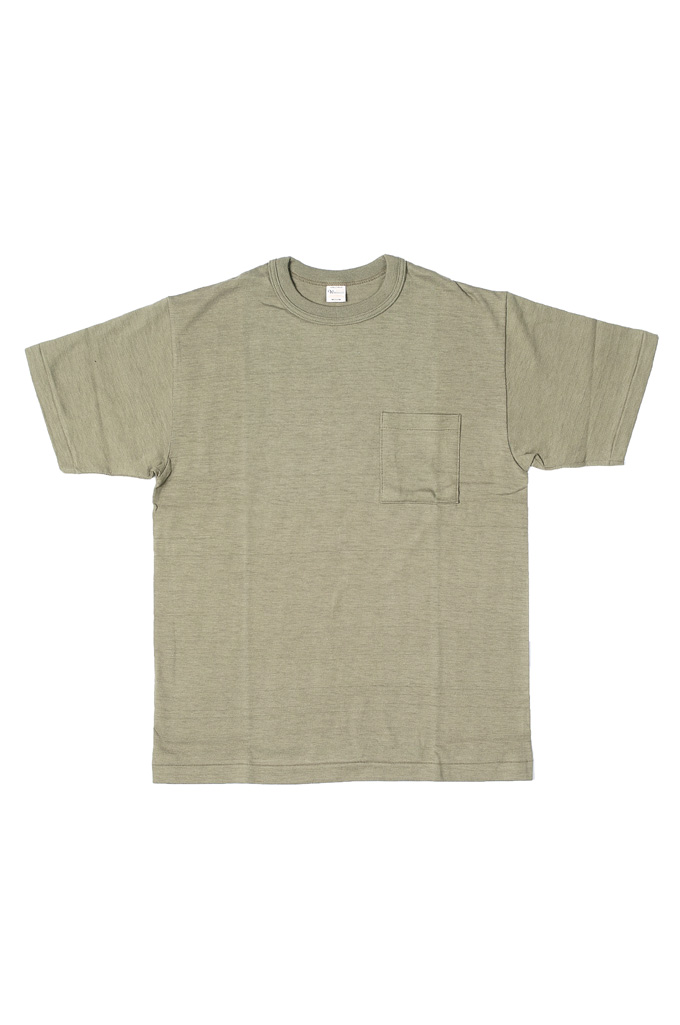 Warehouse Slub Cotton T-Shirt - Olive w/ Pocket