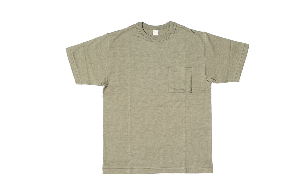 Warehouse Slub Cotton T-Shirt - Dark Olive w/ Pocket - Image 1
