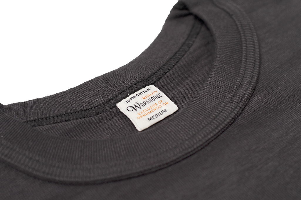 Warehouse Slub Cotton T-Shirt - Black Plain - Image 3