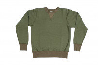 Buzz Rickson Flatlock Seam Crewneck Sweater - Olive - Image 4