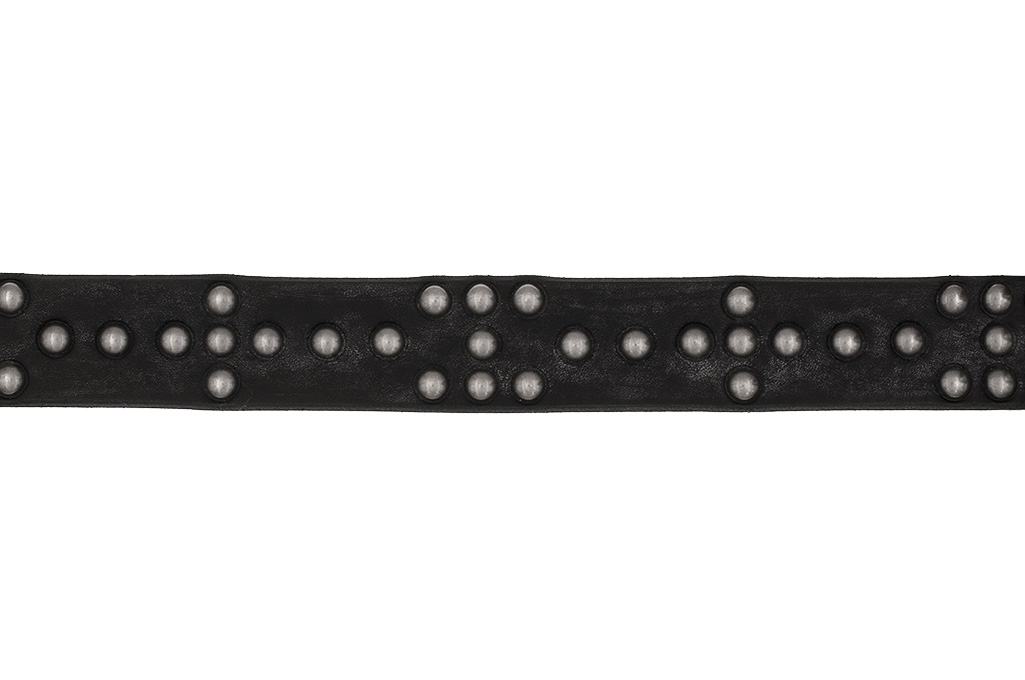 Sugar Cane Cowhide Leather Belt - Black Studded Offset - Image 4