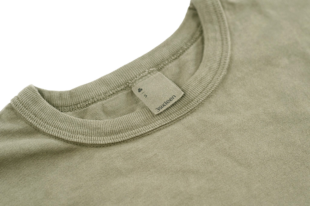 3sixteen Garment Dyed Long Sleeve T-Shirt - Military Green - Image 4