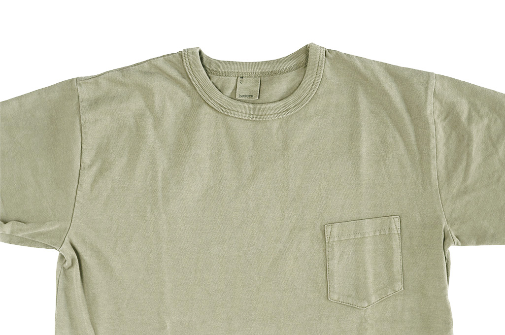 3sixteen Garment Dyed Pocket T-Shirt - Military Green - Image 3