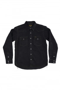 Iron Heart CPO Shirt w/ Hand Pockets - IHSH-293-OD - 18oz Vintage Denim Overdyed Black - Image 7