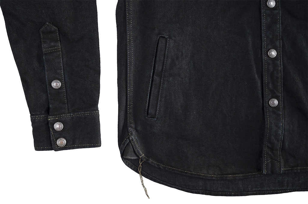Iron Heart CPO Shirt w/ Hand Pockets - IHSH-293-OD - 18oz Vintage Denim Overdyed Black - Image 11