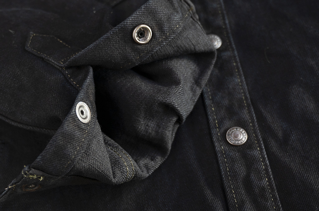 Iron Heart 18oz Vintage Indigo Denim CPO Shirt - Overdyed Black - Image 12