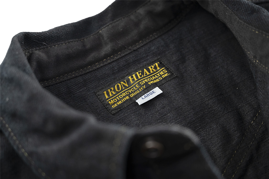Iron Heart CPO Shirt w/ Hand Pockets - IHSH-293-OD - 18oz Vintage Denim Overdyed Black - Image 14