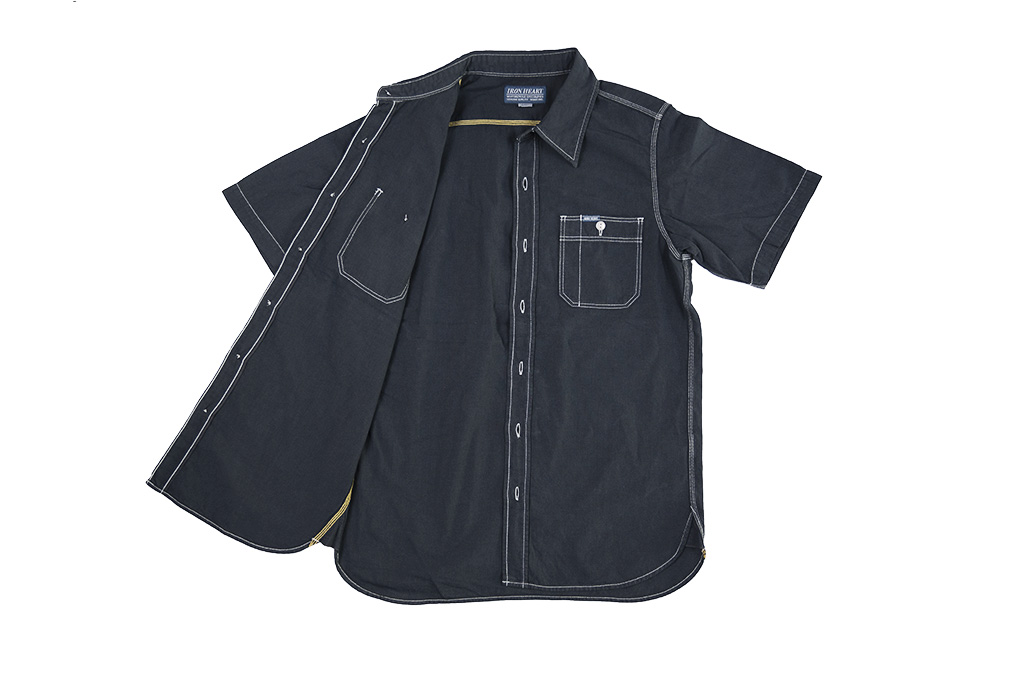 Iron Heart 5.5oz Selvedge Overdyed Chambray - Short Sleeved Work Shirt - Image 16