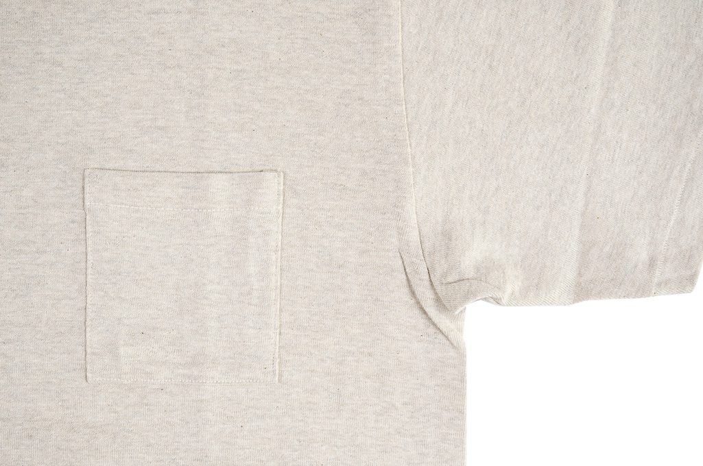 Warehouse Slub Cotton T-Shirt - Oatmeal Pocket - Image 3