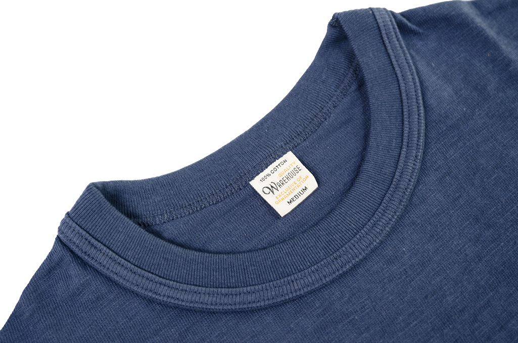 Warehouse Slub Cotton T-Shirt - Navy w/ Pocket - Image 2