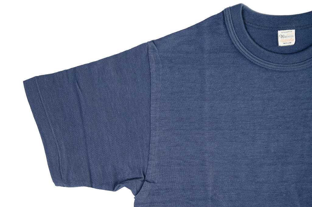 Warehouse Slub Cotton T-Shirt - Navy w/ Pocket - Image 3