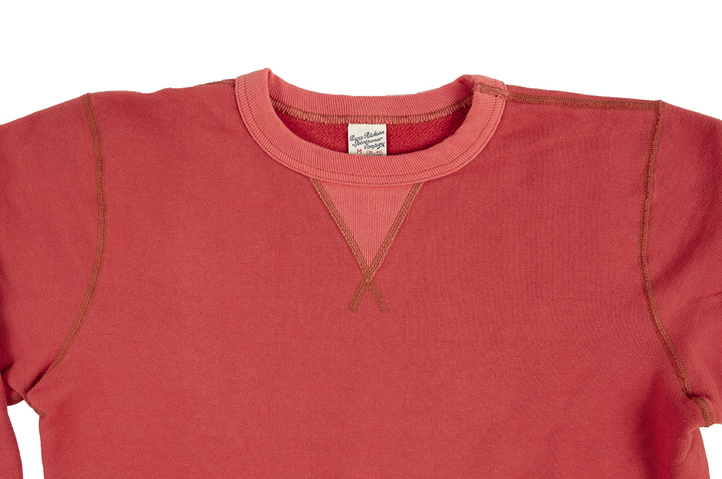 Buzz Rickson Flatlock Seam Crewneck Sweater - Red - Image 8