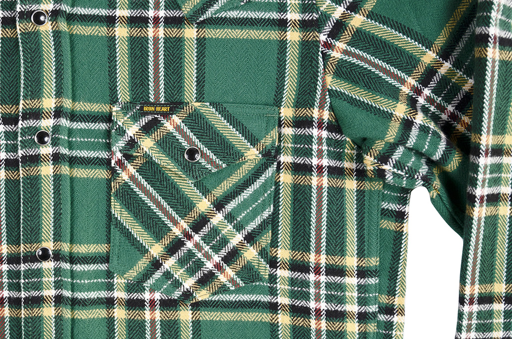 Iron Heart Ultra-Heavy Flannel - Green Tartan Check - Image 10
