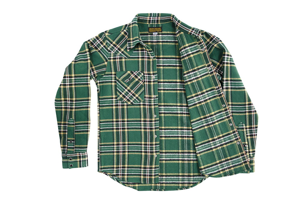 Iron Heart Ultra-Heavy Flannel - Green Tartan Check - Image 14