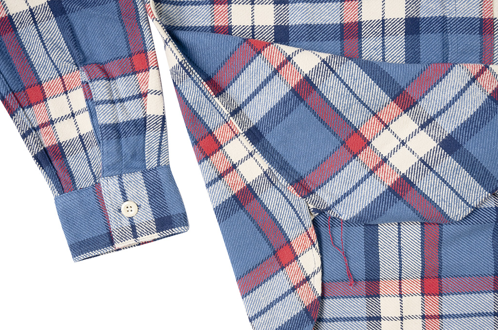 Sugar Cane Twill Check Flannel Shirt -  Oscillating Blue - Image 10