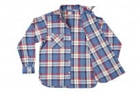 Sugar Cane Twill Check Flannel Shirt -  Oscillating Blue - Image 12