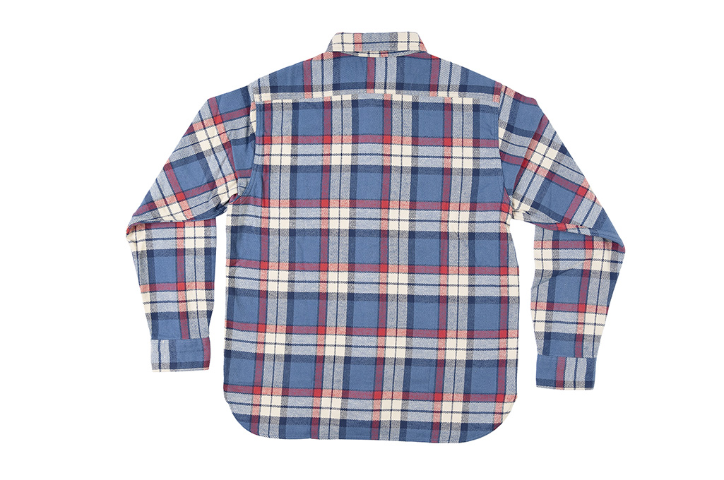 Sugar Cane Twill Check Flannel Shirt -  Oscillating Blue - Image 13