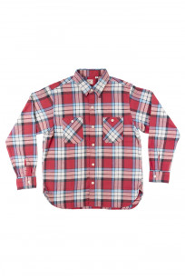 Sugar Cane Twill Check Flannel Shirt - Sinusoid Red - Image 4