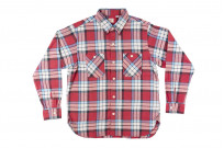 Sugar Cane Twill Check Flannel Shirt - Sinusoid Red - Image 5