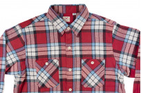 Sugar Cane Twill Check Flannel Shirt - Sinusoid Red - Image 7