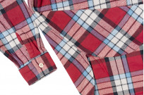Sugar Cane Twill Check Flannel Shirt - Sinusoid Red - Image 10